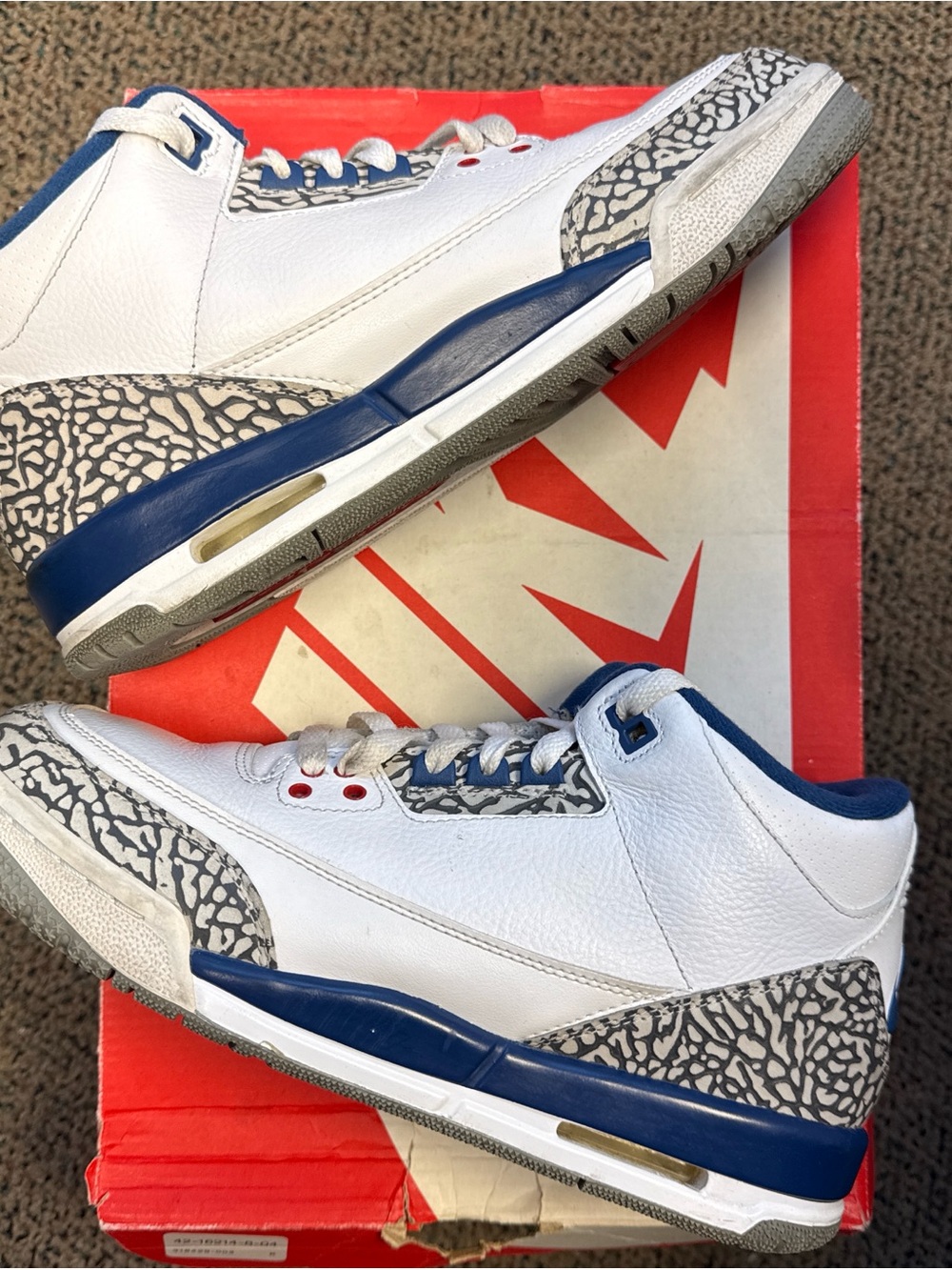 Jordan 3 Retro True Blue Kids White Blue Elephant Print Sneakers